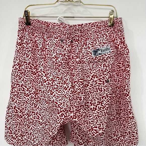 Trunks Surf & Swim shorts Trunks Size Large Red Asymmetrical Print Mesh Lined - Picture 4 of 11